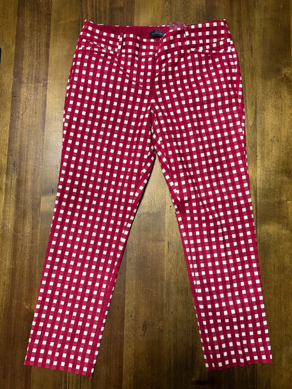 The Limited Red and White Gingham Slim Pants